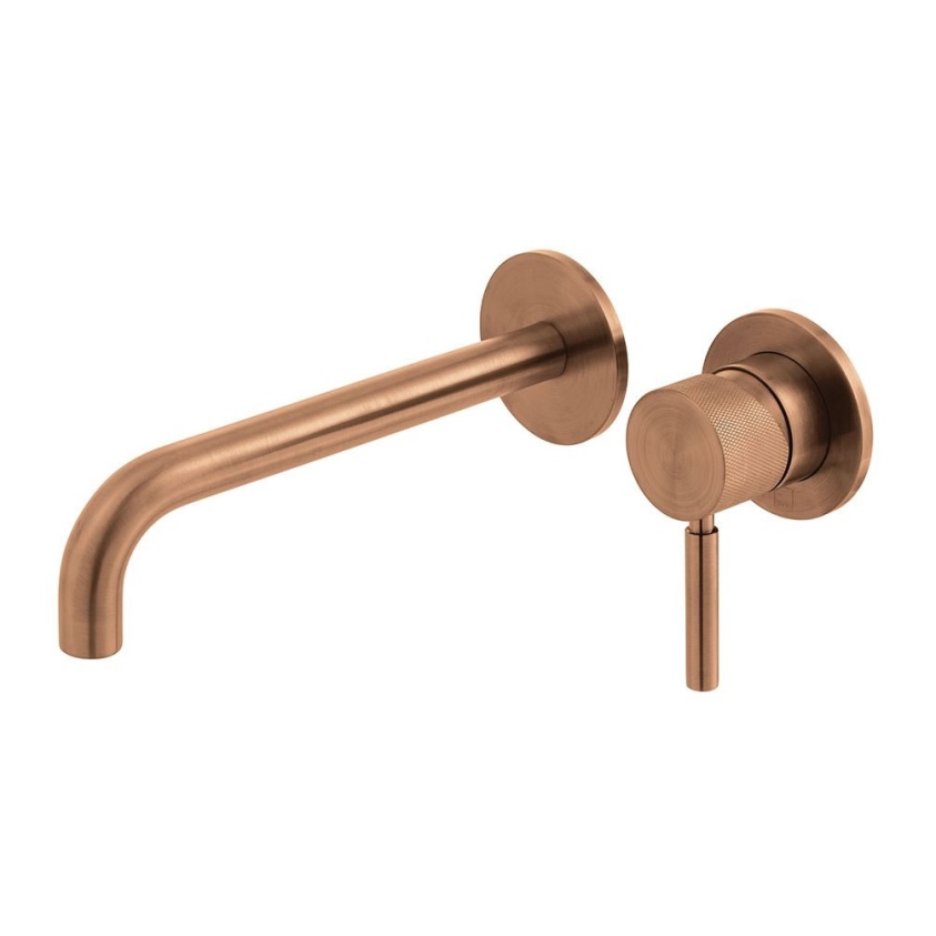 Cutout image of Vado Individual Knurled Accents Brushed Bronze Wall-Mounted Basin Mixer